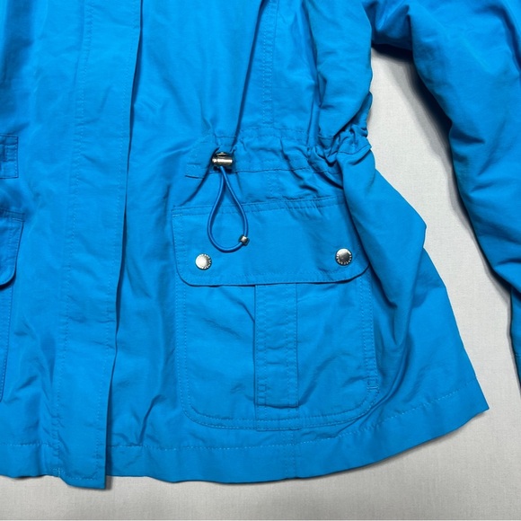 Lands End Womens Rain Jacket Sz M 10-12 Hood Pockets Full Zip Nylon Wind Weather - Picture 3 of 13